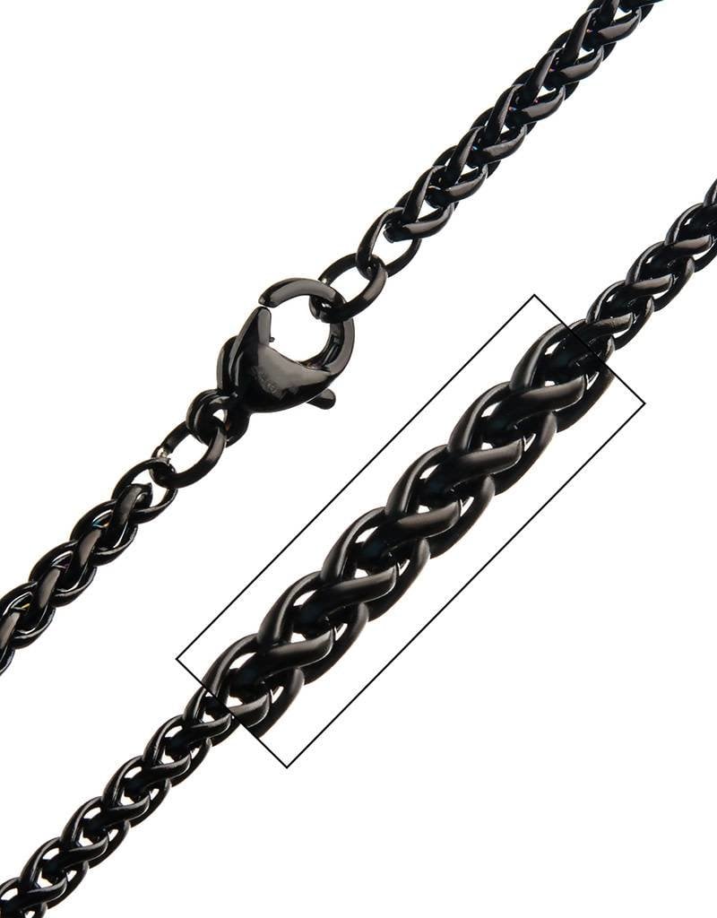 2.7mm Black Stainless Steel Wheat Link Chain