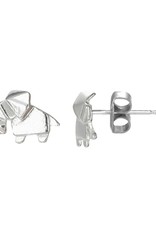 Sterling Silver Origami Elephant Stud Earrings 8mm