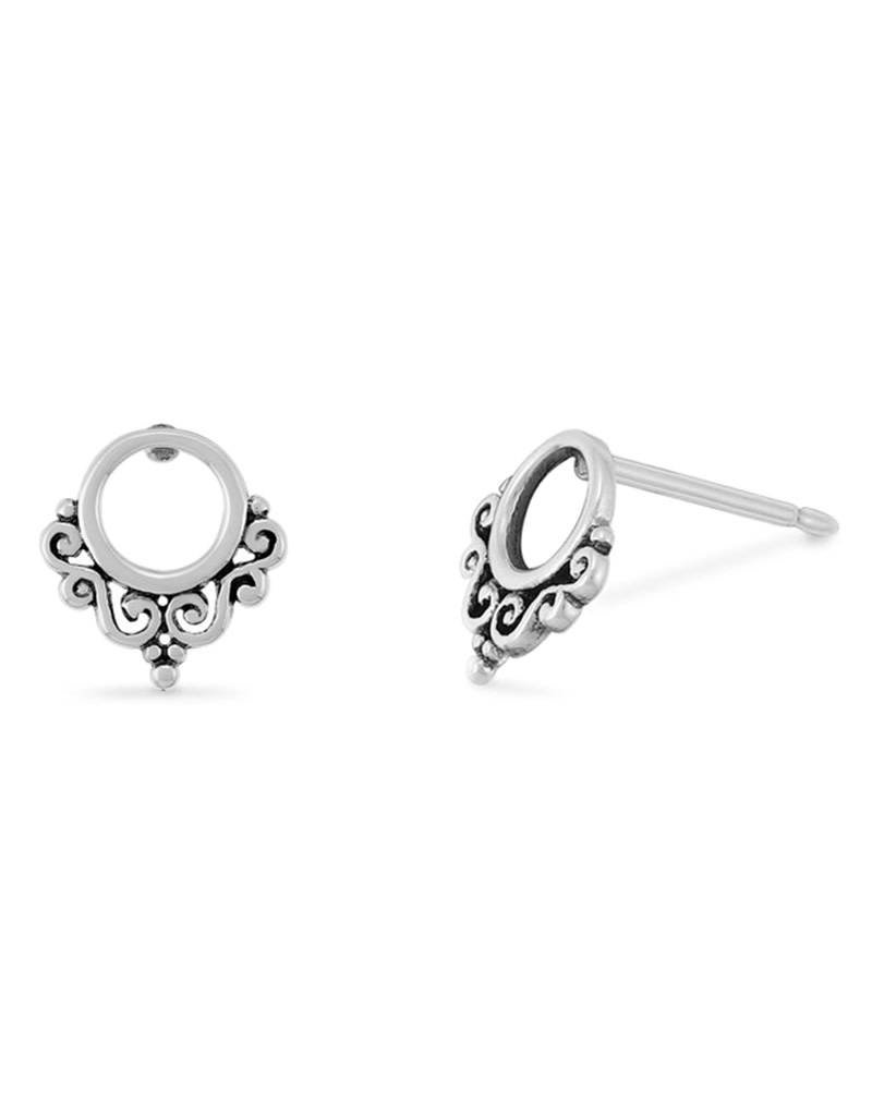 Sterling Silver Filigree Circle Stud Earrings 8mm