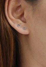 Sterling Silver Marcasite Moon and Star Stud Earrings 5mm