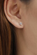 Sterling Silver Mracasite Star Stud Earrings 8mm