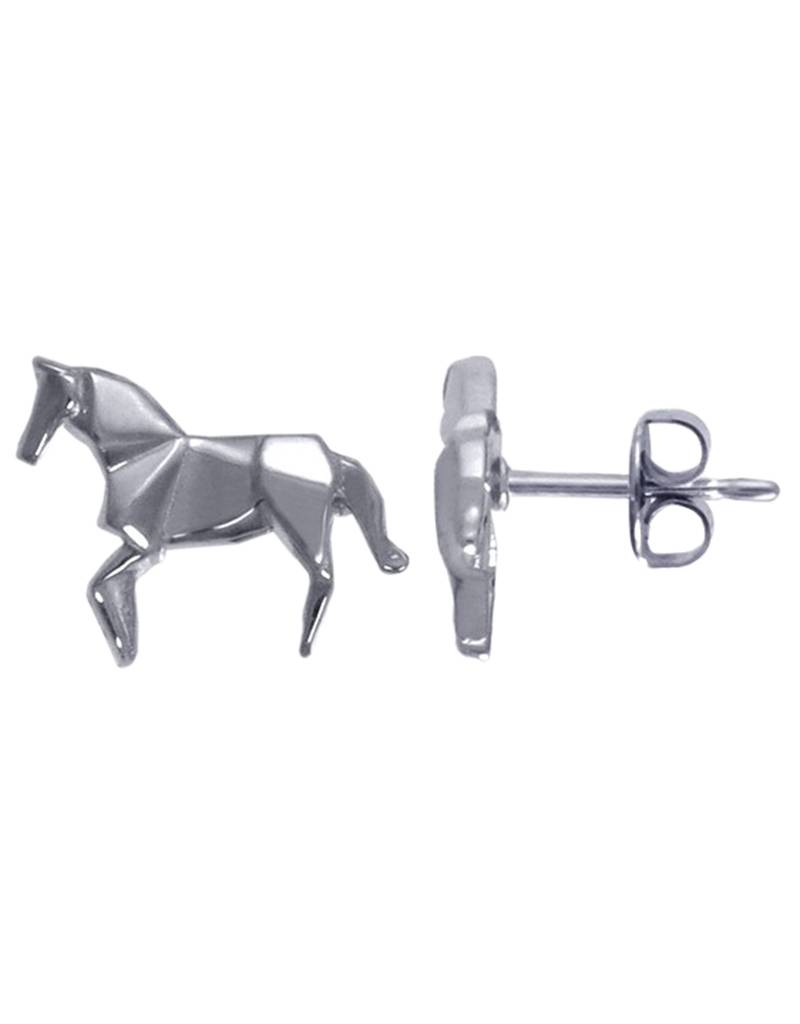 Origami Horse Stud Earrings 11mm