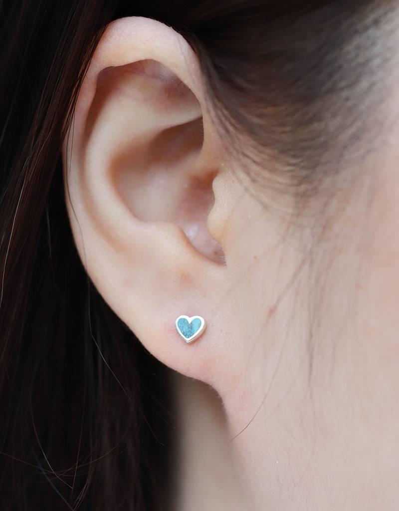 Sterling Silver Heart Turquoise Stud Earrings 5mm