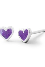 Sterling Silver Heart Purple Turquoise Stud Earrings 5mm