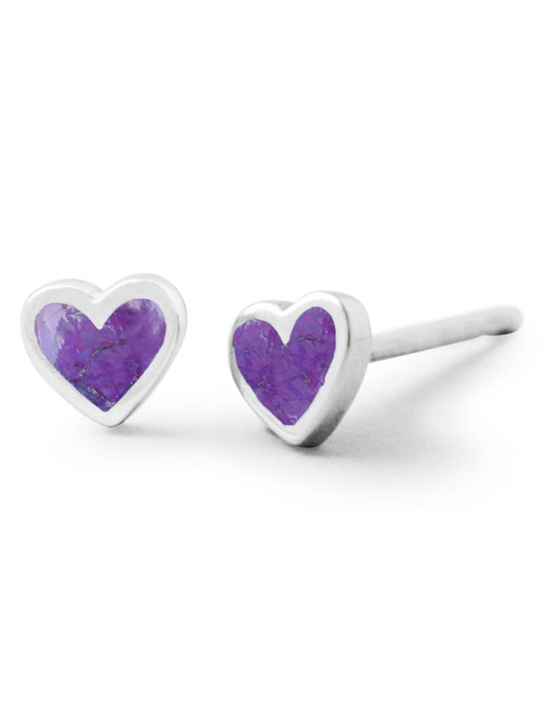 Heart Purple Stud Earrings 5mm