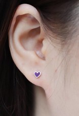 Sterling Silver Heart Purple Turquoise Stud Earrings 5mm