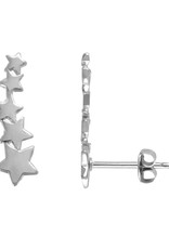 Sterling Silver Stars Ear Climber Post Earrings 16mm