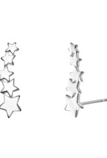Sterling Silver Stars Ear Climber Post Earrings 16mm