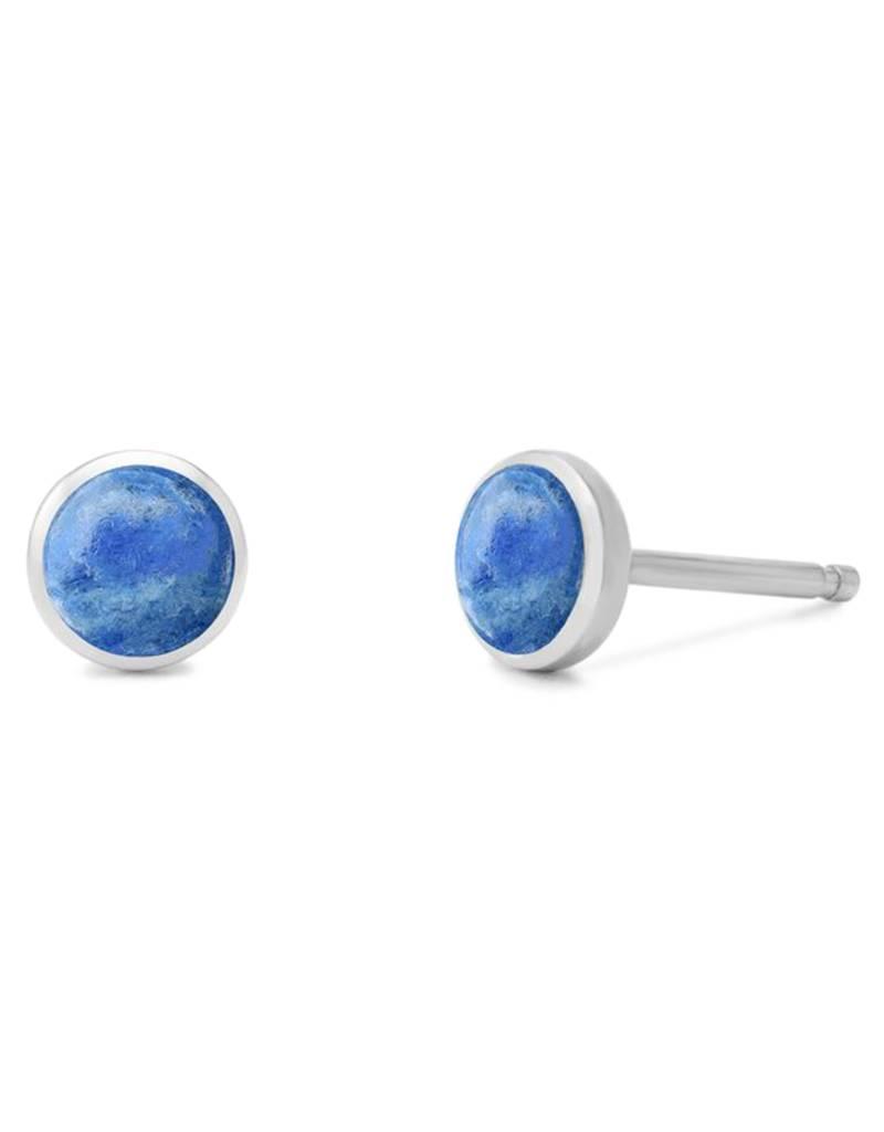 Sterling Silver Round Synthetic Lapis Stud Earrings 6mm