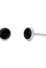 Sterling Silver Round Onyx Stud Earrings 6mm
