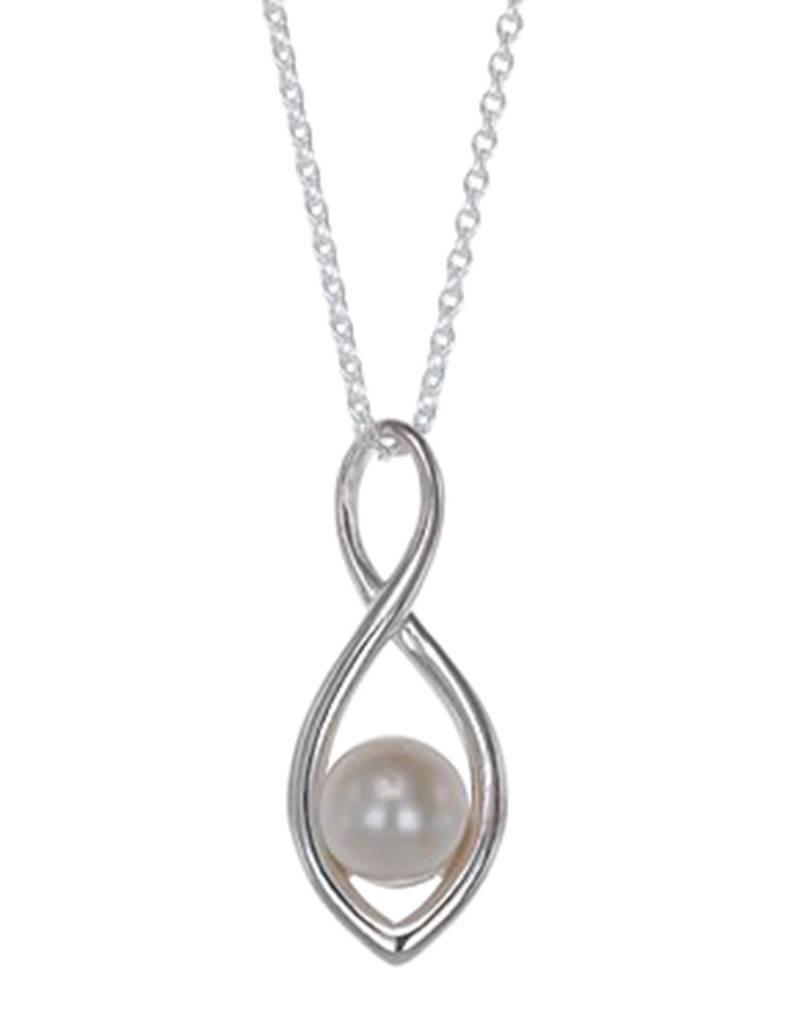 Sterling Silver Twist w/ Pearl Necklace 18"+2" Extender