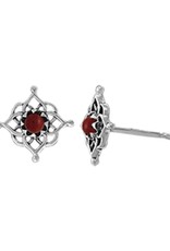 Sterling Silver with Synthetic Coral Post Earrings 9mm