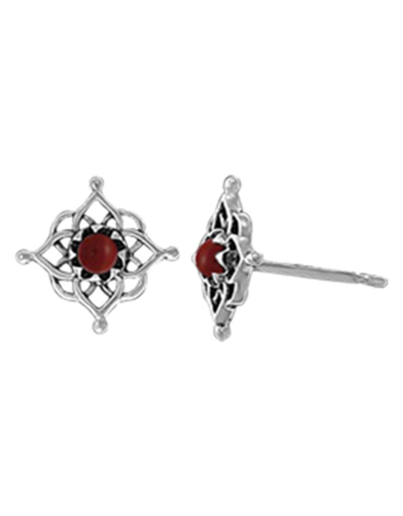 Synthetic Coral Post Earrings
