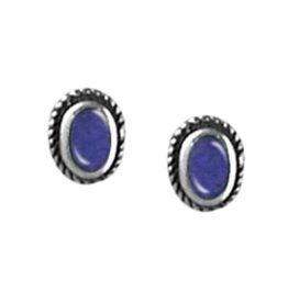 Oval Syn-Lapis Stud Earrings 6mm