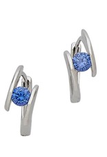 Sterling Silver Blue Cubic Zirconia Huggie Earrings 14mm