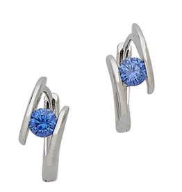 Blue CZ Huggie Earrings 14mm
