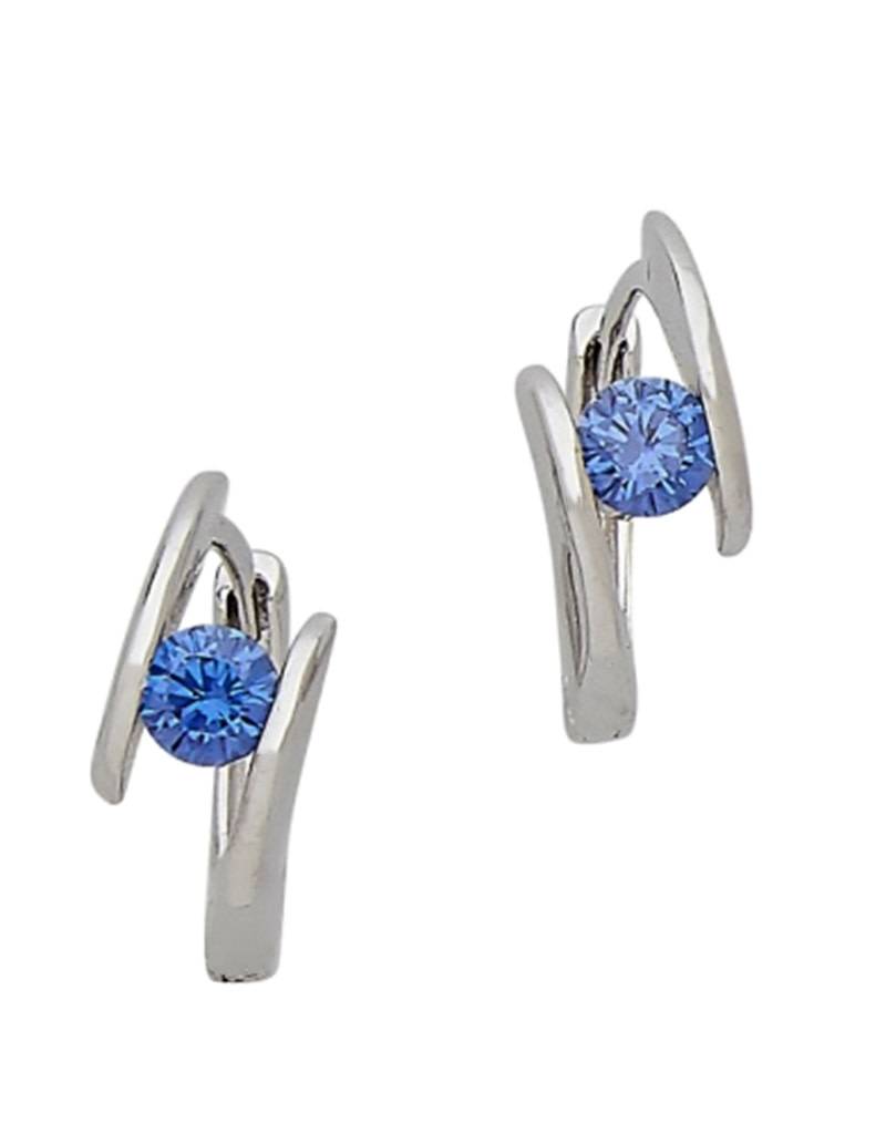 Blue CZ Huggie Earrings 14mm