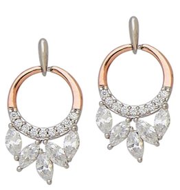 Circle Marquise CZ Post Earrings