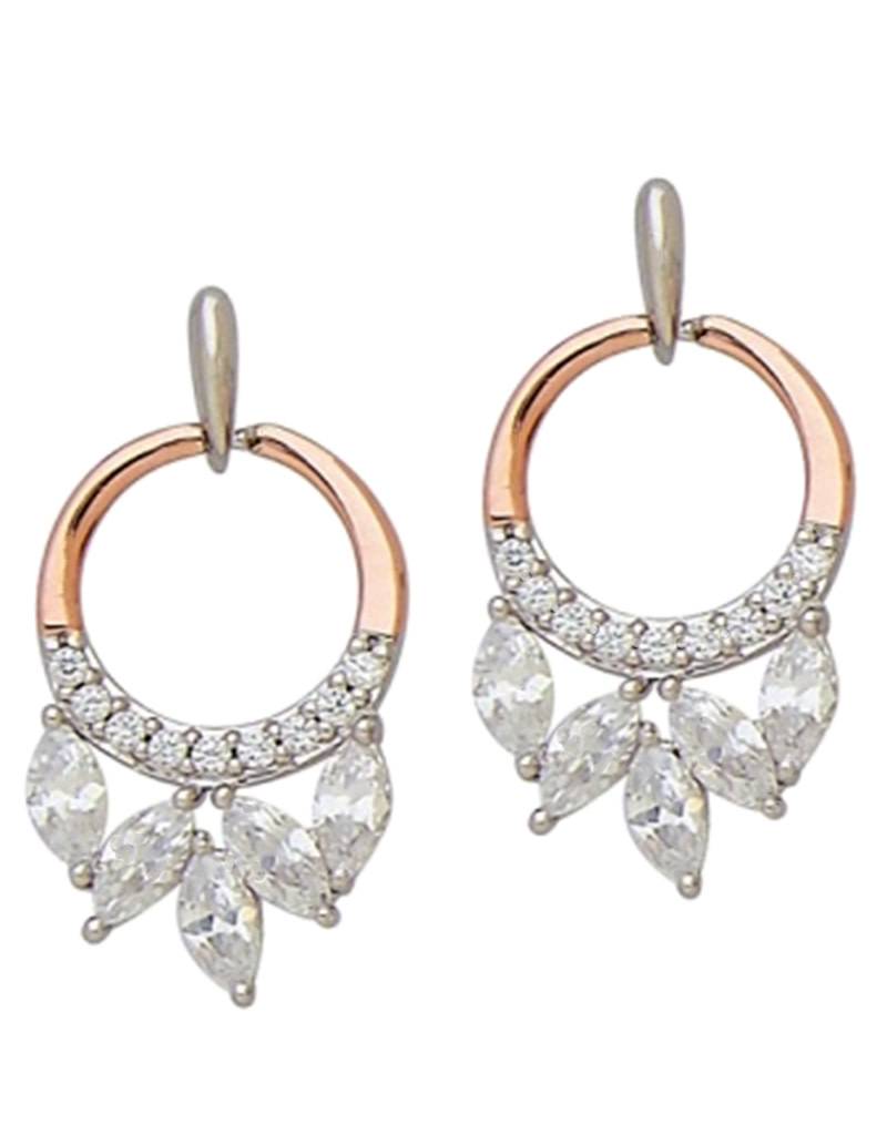 Circle Marquise CZ Post Earrings