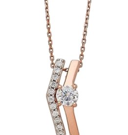 Double Angled Line CZ Necklace