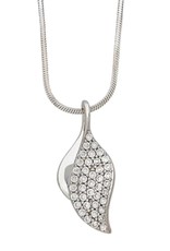 Sterling Silver Leaf Design Pave Cubic Zirconia Necklace 18"