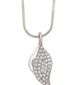 Leaf Design Pave CZ Necklace