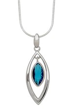 Sterling Silver Marquise Blue CZ Necklace 18"