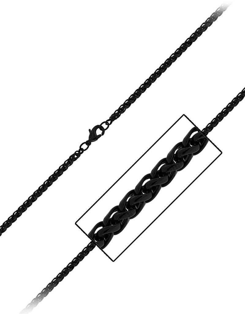 Stainless Steel 3.4mm Black Wheat Link Chain Necklace