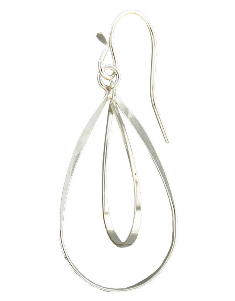 Sterling Silver Ribbon Loop Earrings 29mm