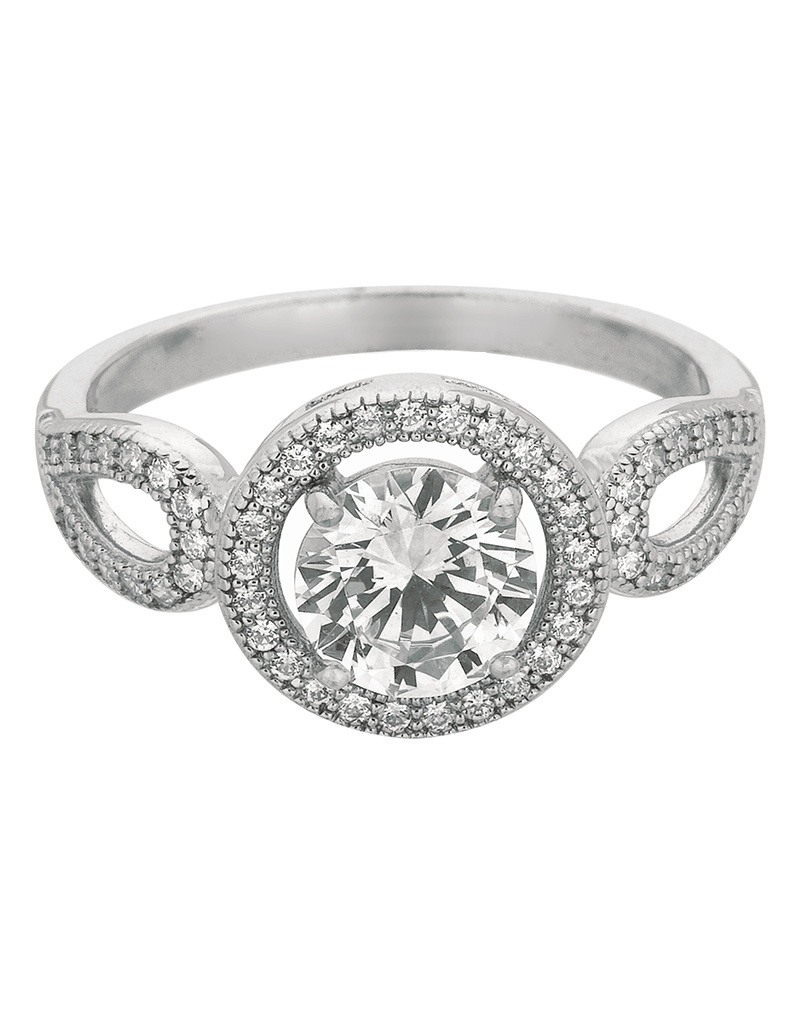 Round CZ Loop Ring