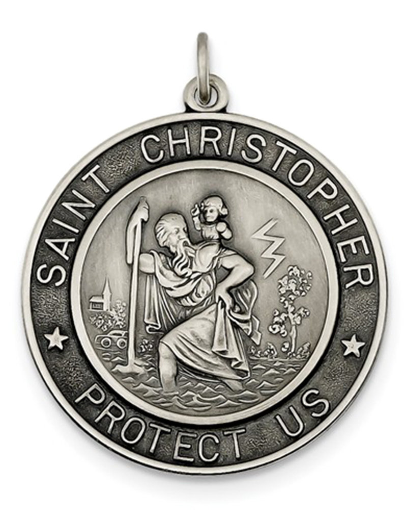 Sterling Silver St. Christopher Pendant 32mm