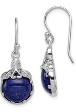 Sterling Silver Round Lapis Earrings 16mm