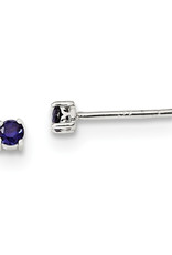 Sterling Silver Round Created Sapphire Stud Earrings 3mm