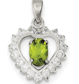 Heart Peridot & CZ Pendant