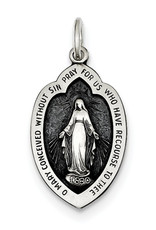 Sterling Silver Miraculous Medal Pendant 23mm