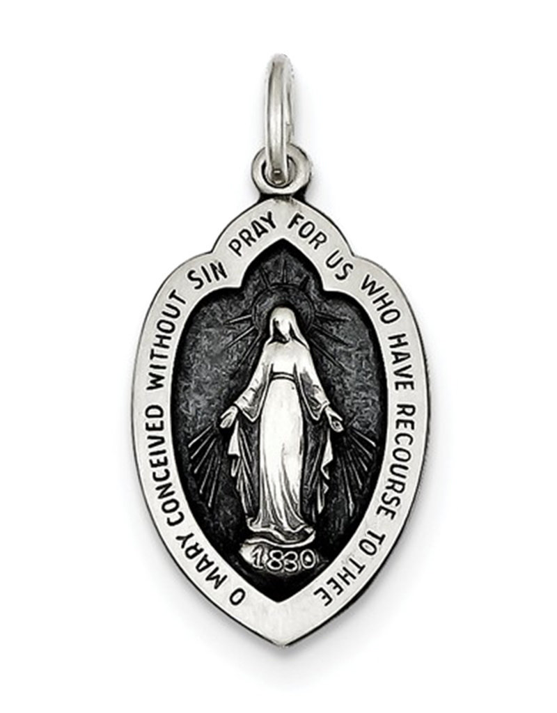 Sterling Silver Miraculous Medal Pendant 23mm