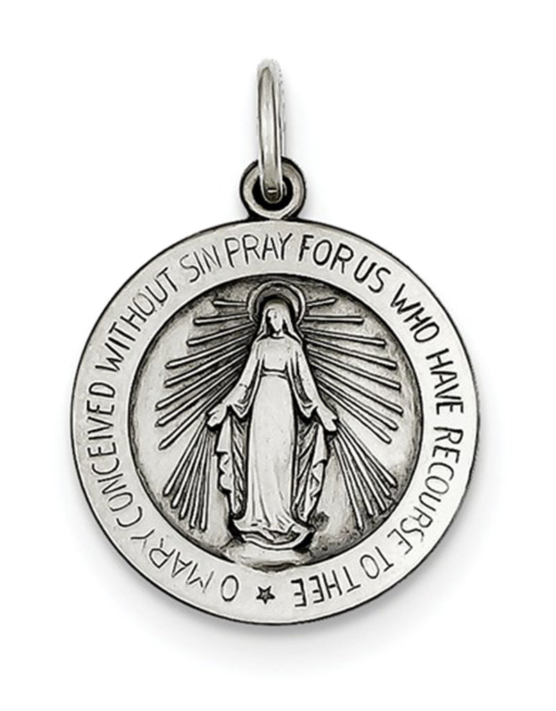 Sterling Silver Miraculous Medal Charm 18mm