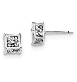 Square Pave CZ Stud Earrings 5mm