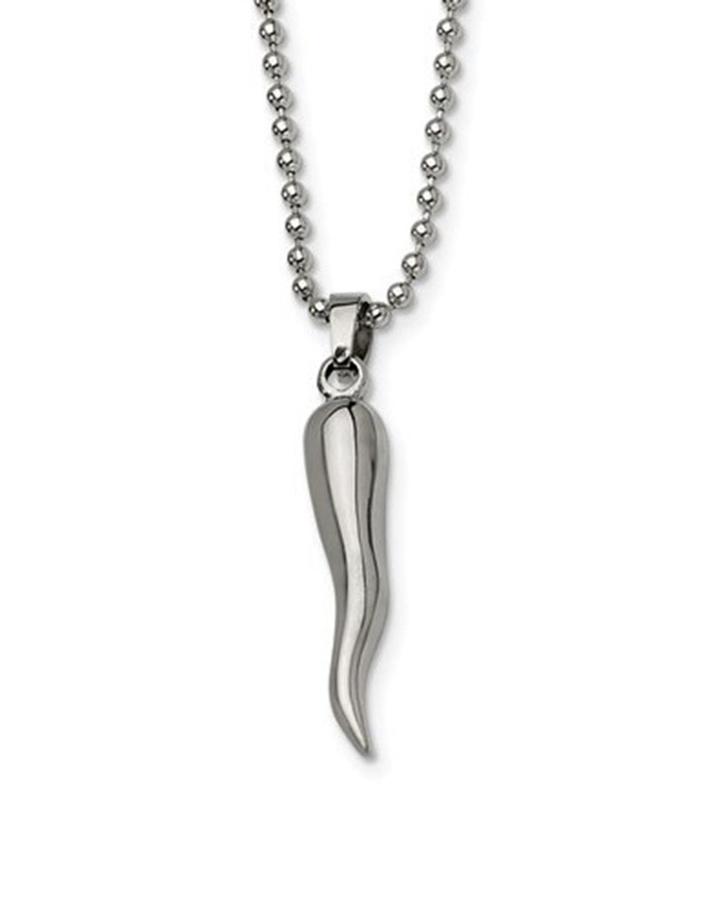 Men's Stainless Steel Italian Horn Necklace 22"