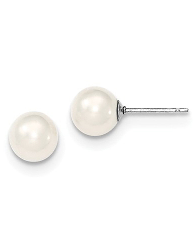 Sterling Silver 7-8mm Pearl Stud Earrings