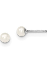 Sterling Silver 4-5mm Pearl Stud Earrings
