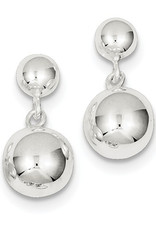 Sterling Silver Double Bead Dangle Post Earrings 21mm