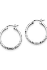 Sterling Silver 2mm Wide Diamond Cut Hoop Earrings 25mm