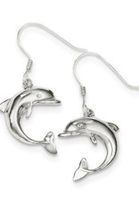 Sterling Silver Dolphin Earrings 17mm