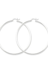 Sterling Silver 2.5mm Wide Hoop Earrings 60mm