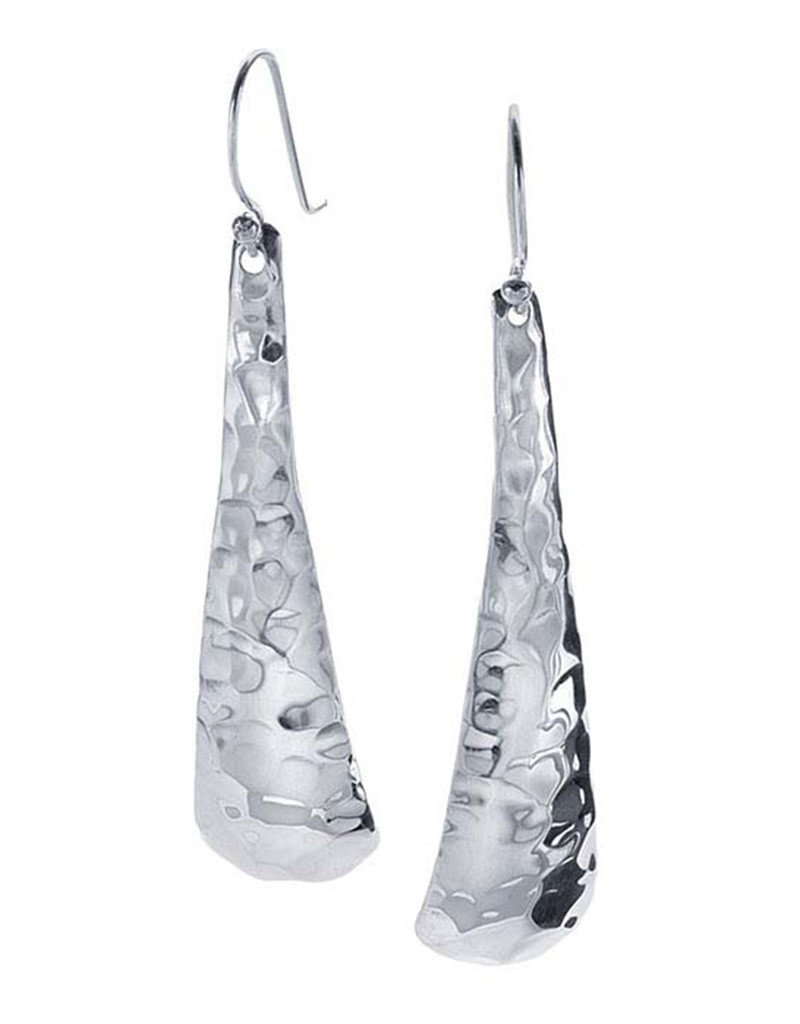 Sterling Silver Hammered Teardrop Earrings 45mm