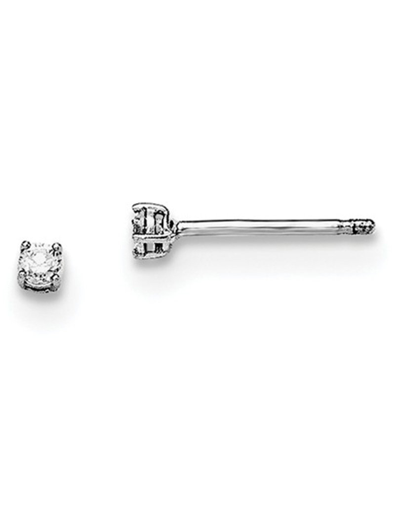 Sterling Silver Round Cubic Zirconia Stud Earrings 2.5mm