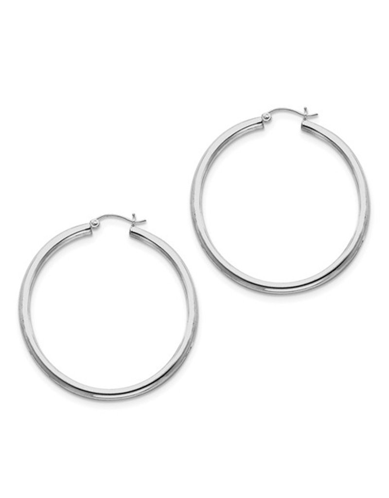 Sterling Silver 3mm Wide Hoop Earrings 45mm