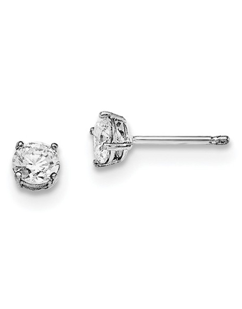 Sterling Silver Round Cubic Zirconia Stud Earrings 5mm