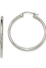 Sterling Silver 2mm Wide Hoop Earrings 30mm